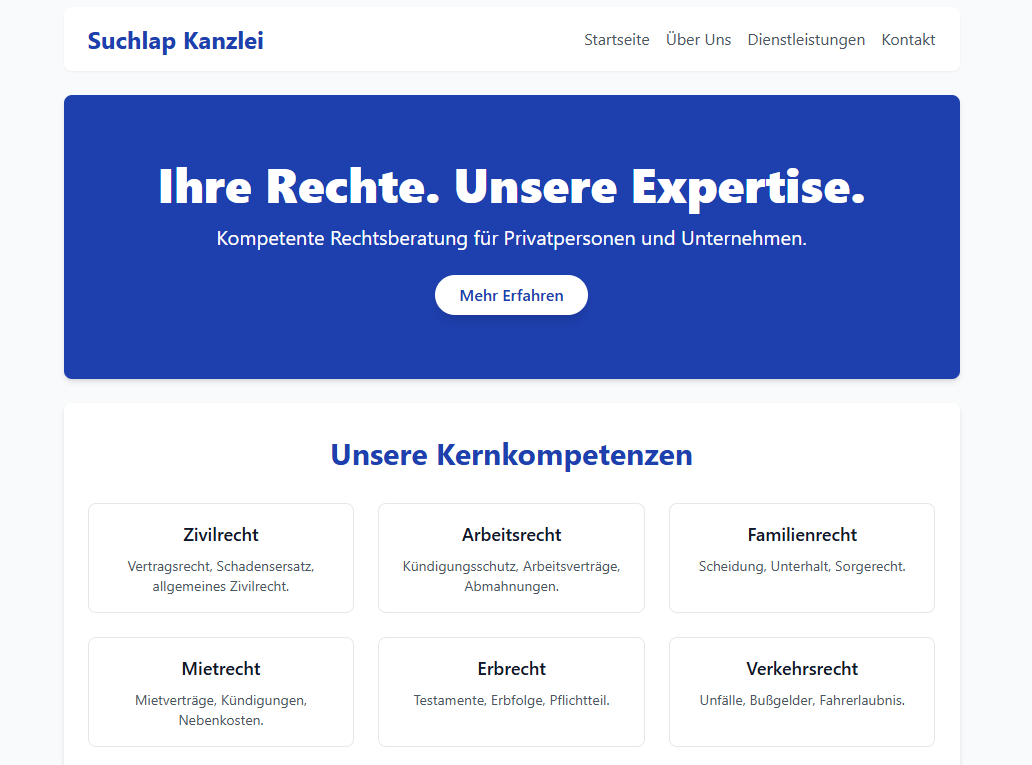 Beispielbild: Cleanes Webdesign mit viel Weißraum